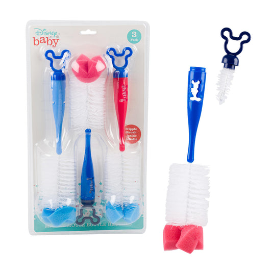 Blue Mickey Mouse Bottle Brushes - 3 Pieces