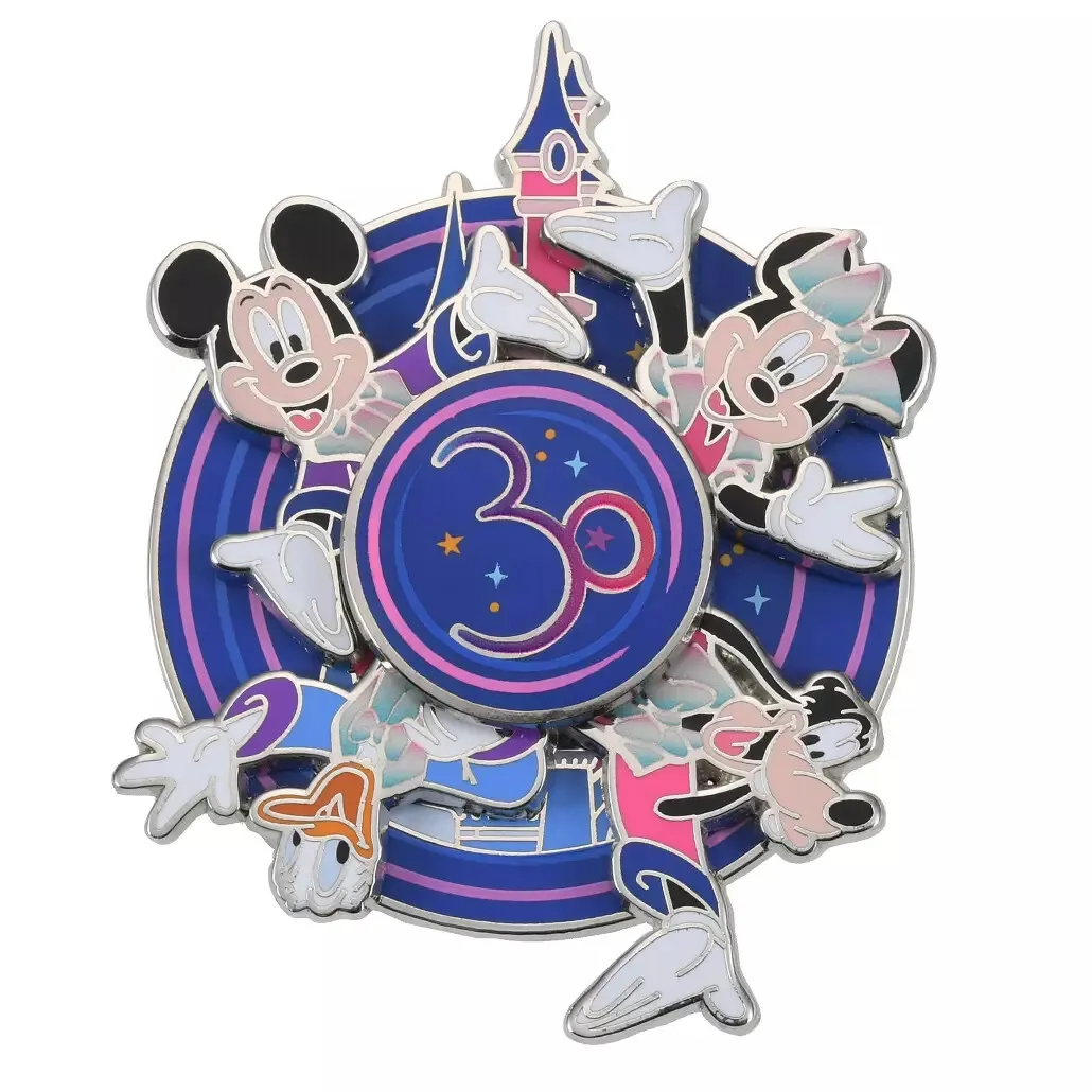 Disneyland Paris Mickey and Friends 30th Anniversary Spinner Pin