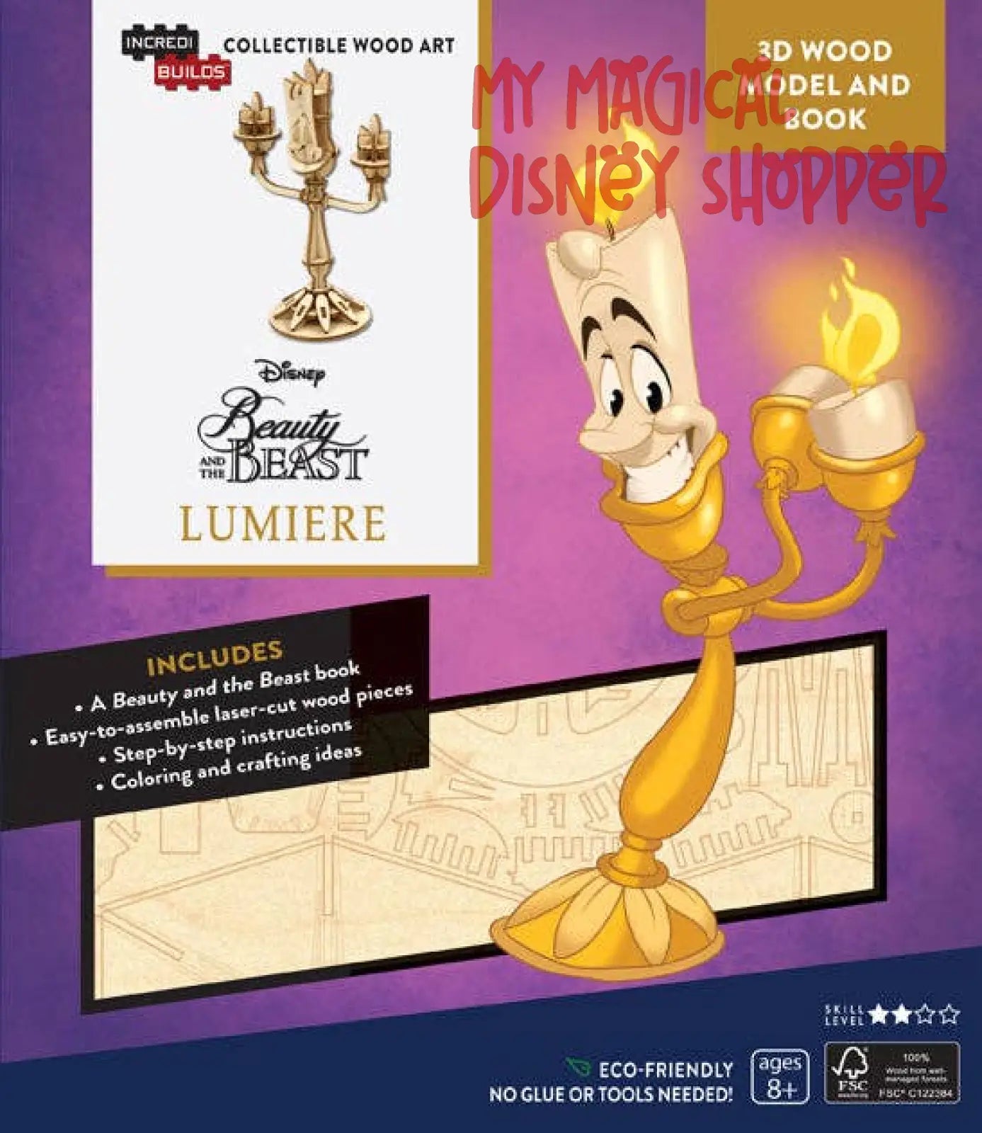 IncrediBuilds: Disney's Beauty and the Beast: Lumiere 3D Wood Model and Book