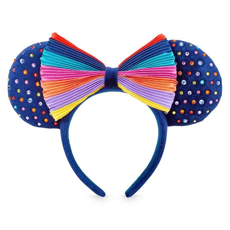 Minnie Mouse Rainbow Rhinestone Striped Ears Headband