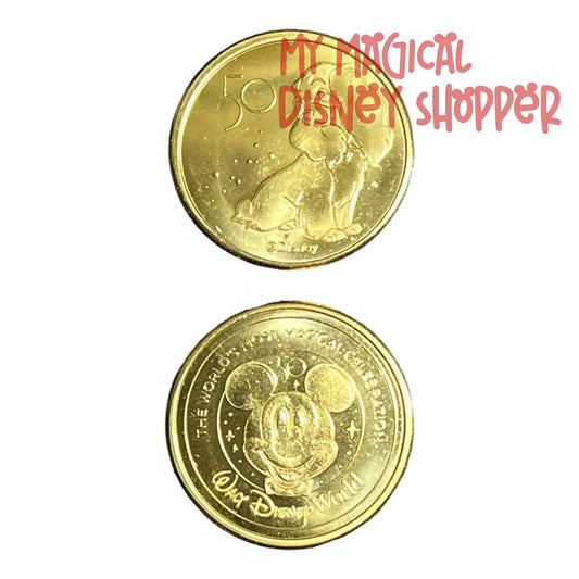 Lady Walt Disney World 50th Gold Medallion - Lady and the Tramp