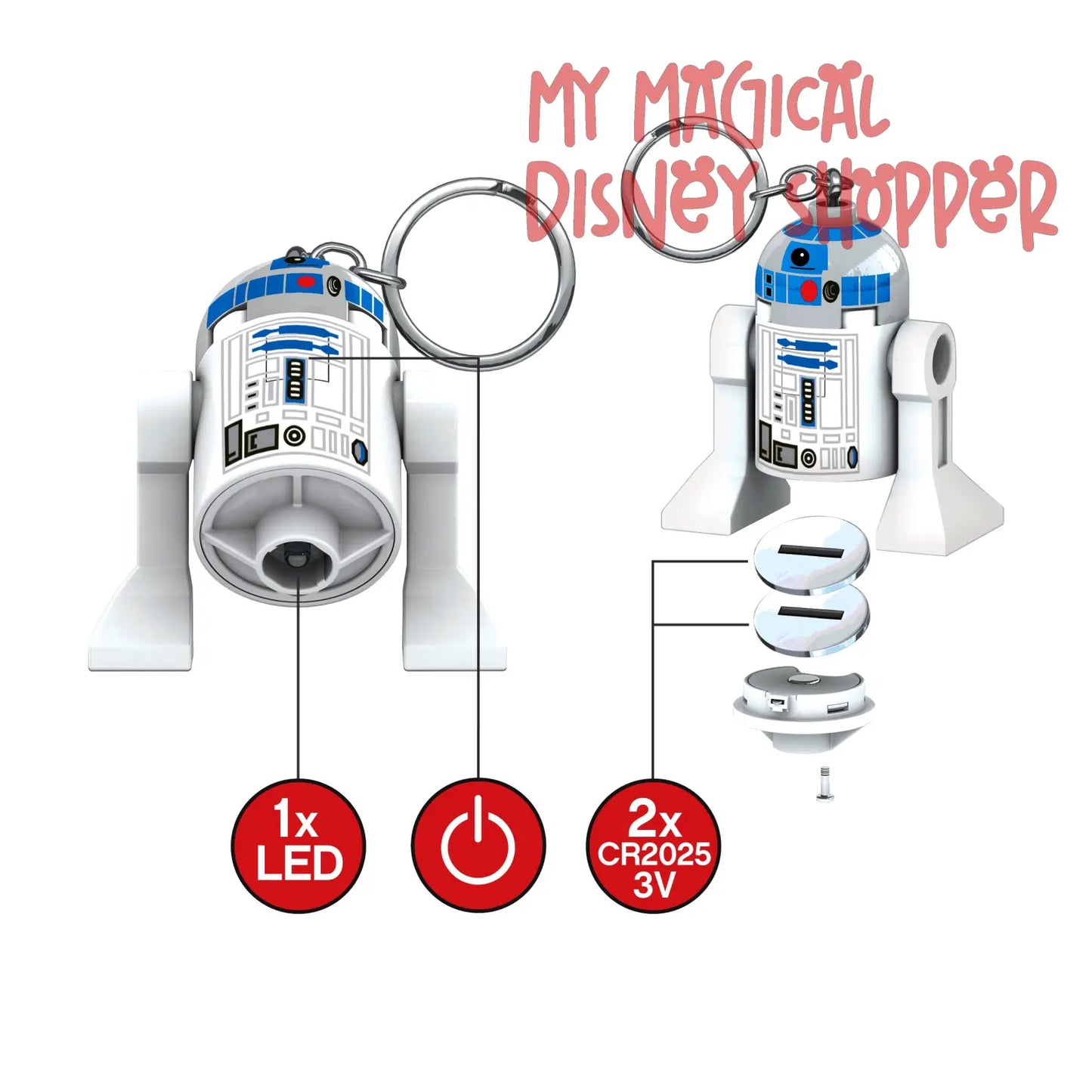 LEGO Star Wars R2-D2 Minifigure Key Light Keychain