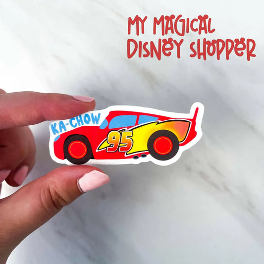 Lightning McQueen Inspired Waterproof Vinyl Sticker – Ka-Chow Cars Decal for Laptop, Water Bottle & Phone 🚗⚡