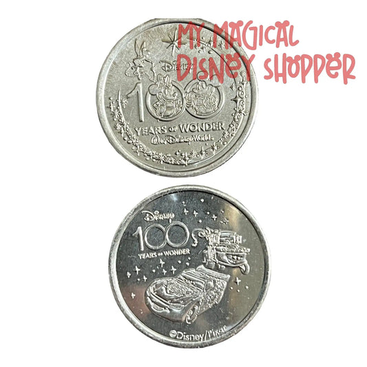 Lightning Mcqueen & Tow Mater Disney 100 Silver Medallion