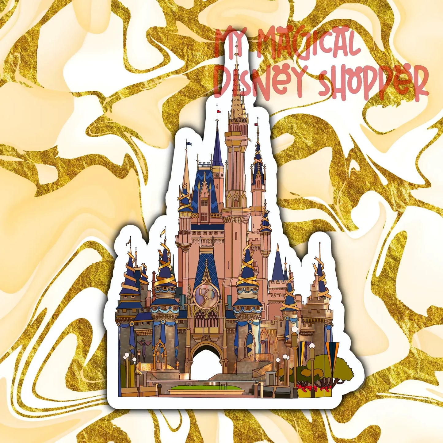 Walt Disney World 50th Anniversary Castle Drawing Sticker