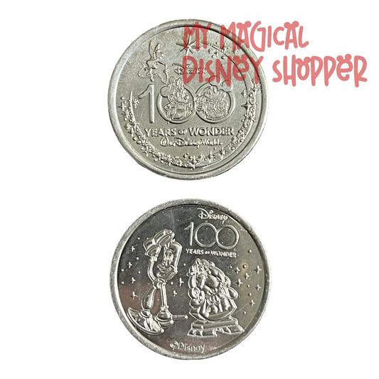 Lumiere & Cogsworth from Beauty & the Beast Disney 100 Silver Medallion