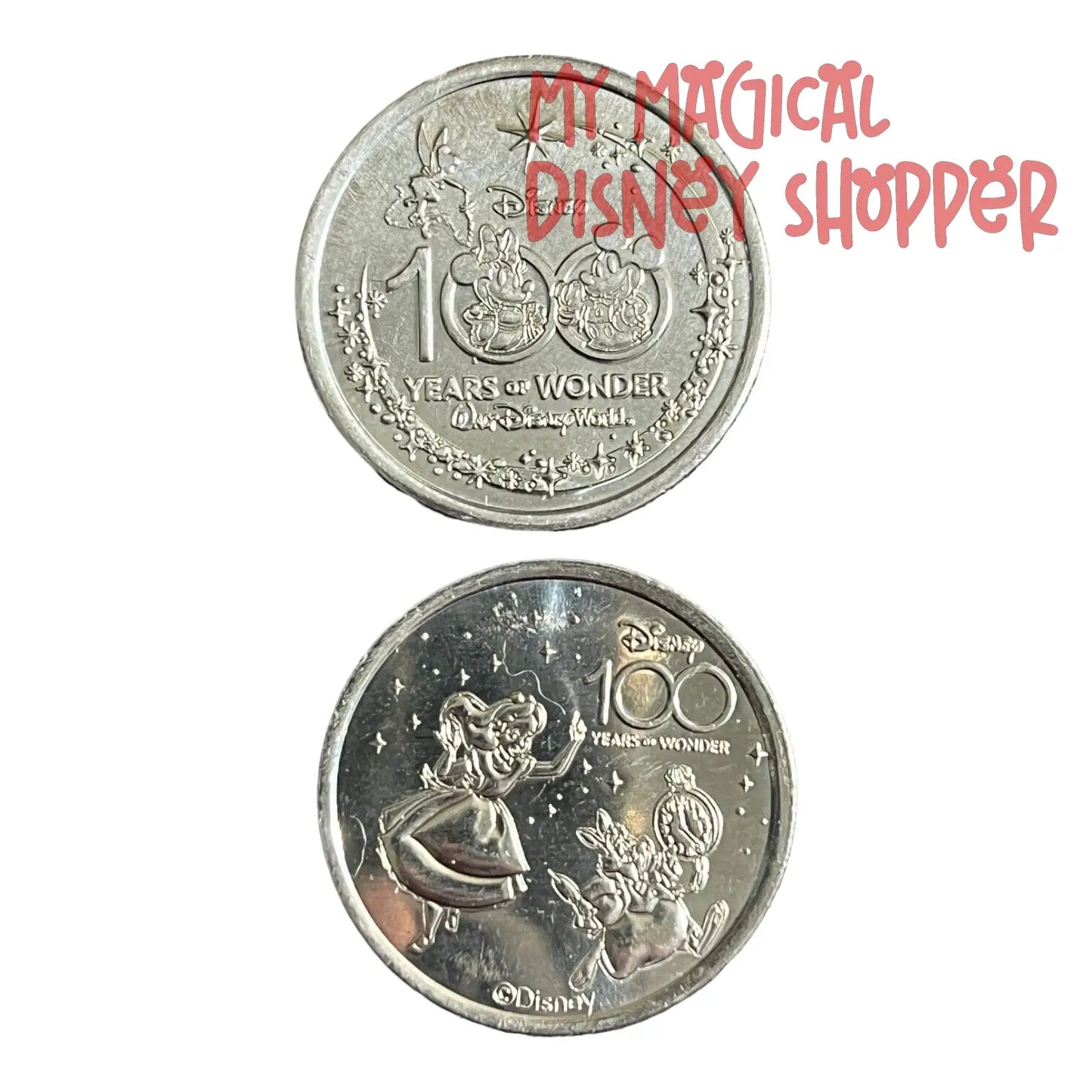 Mad Hatter & Cheshire Cat from Alice in Wonderland Disney 100 Silver Medallion