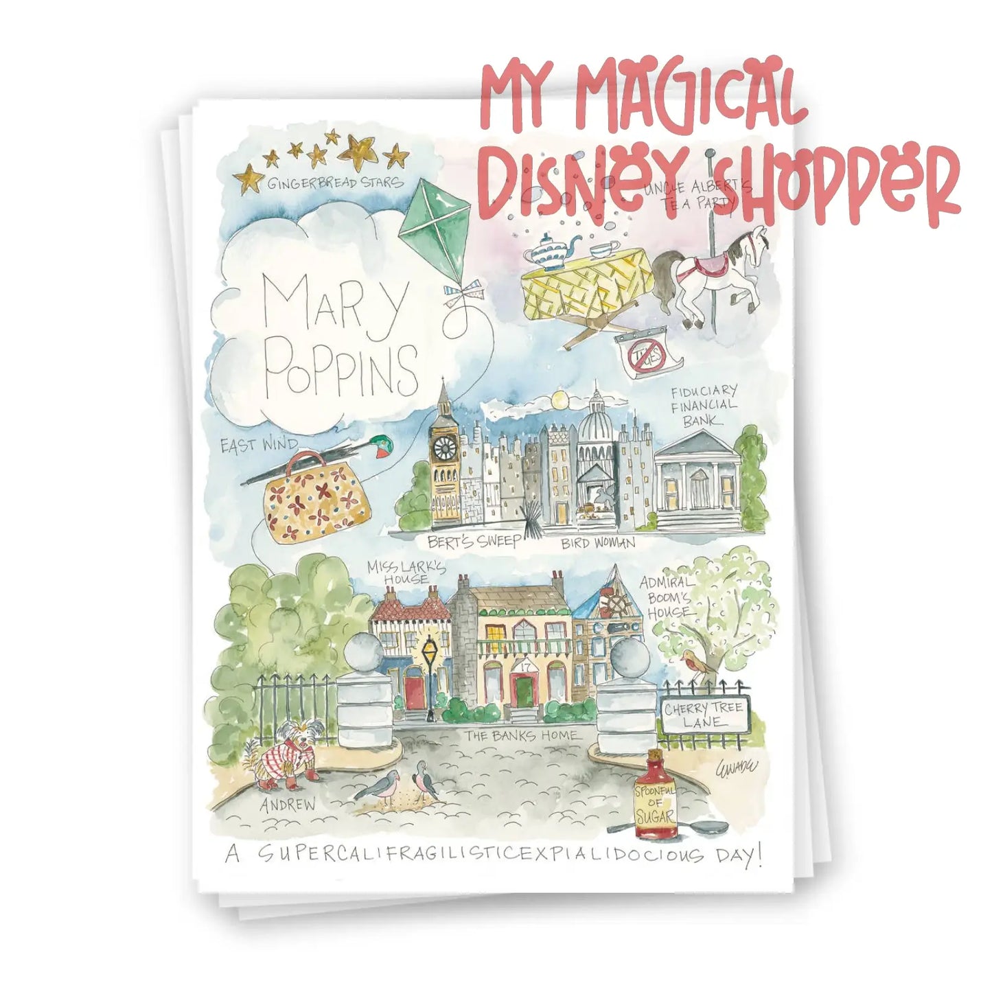 Mary Poppins Watercolor Sticker