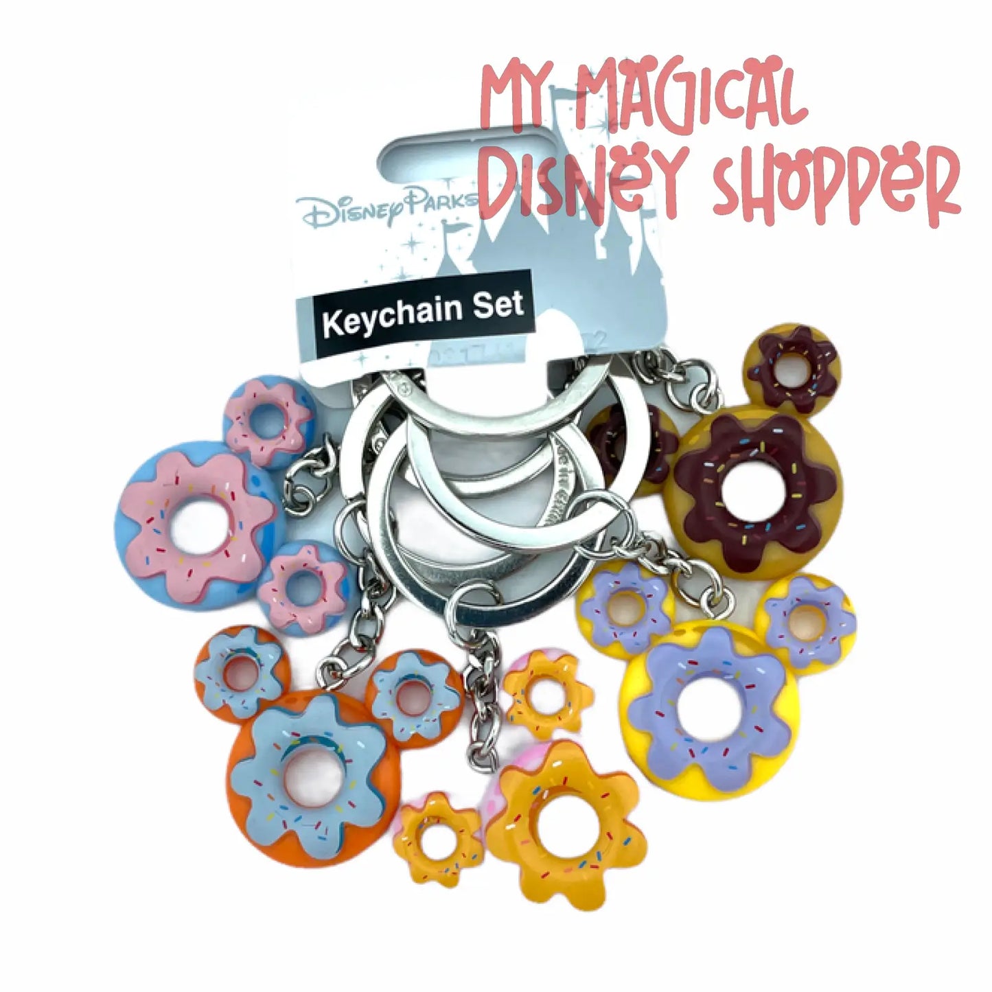 Mickey Icon Donuts Disney Keychain Keyring Set