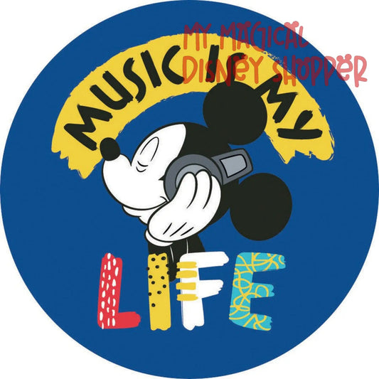 Mickey Mouse Ad-Fab™ Disney Music Adhesive Fabric 3" Sticker - Music is Life