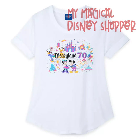 Mickey Mouse and Friends Disneyland 70th Anniversary T-Shirt for Women