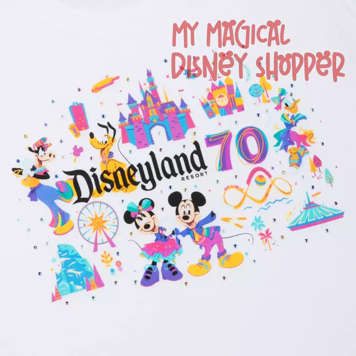 Mickey Mouse and Friends Disneyland 70th Anniversary T-Shirt for Women