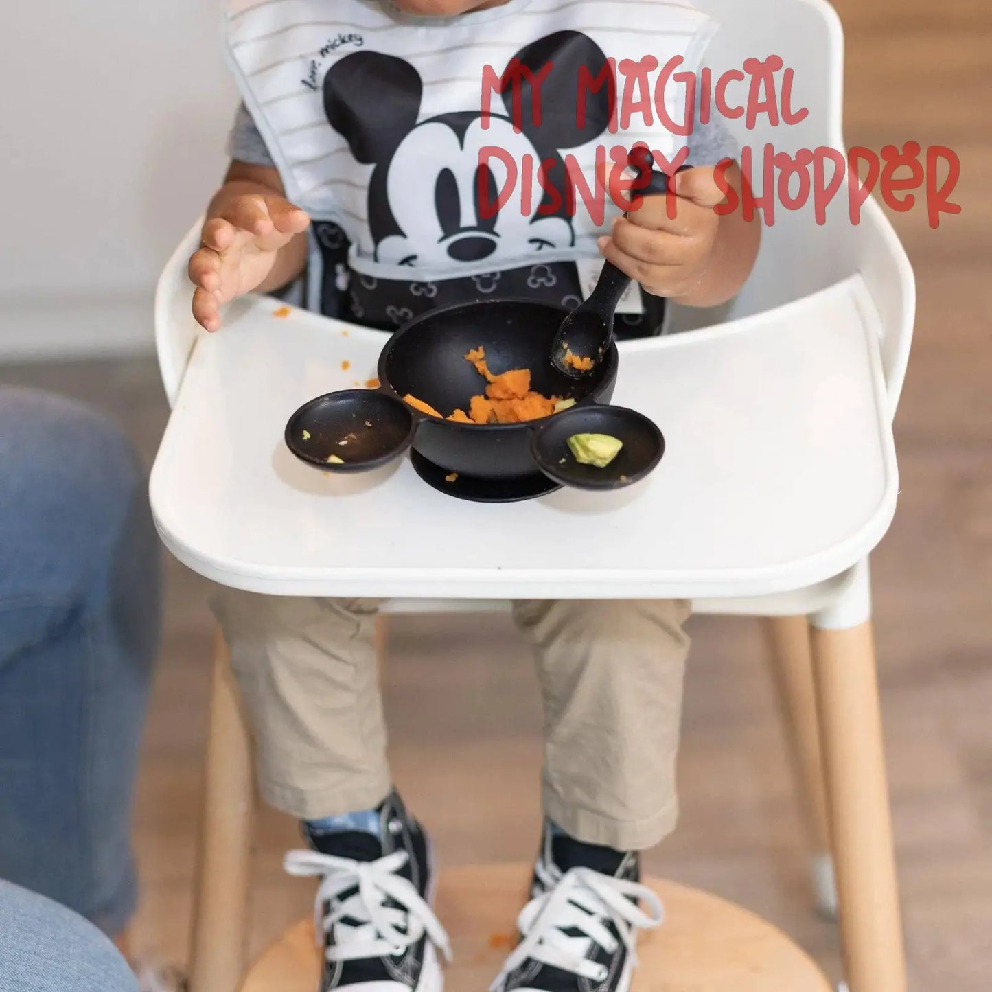 Mickey Mouse Black Silicone First Feeding Set