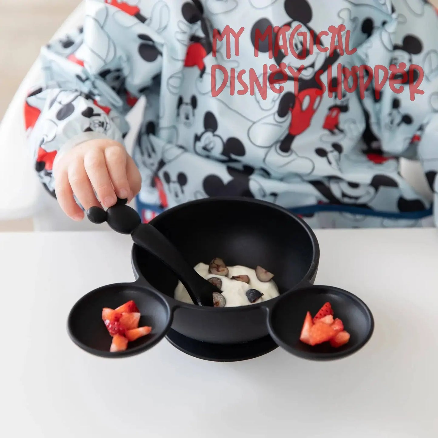 Mickey Mouse Black Silicone First Feeding Set