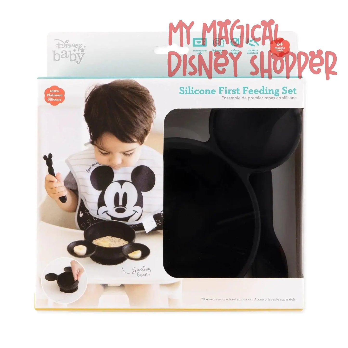 Mickey Mouse Black Silicone First Feeding Set
