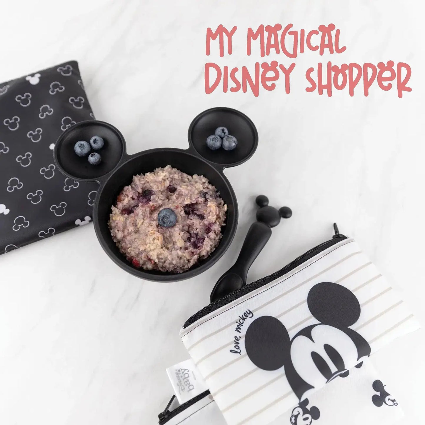 Mickey Mouse Black Silicone First Feeding Set