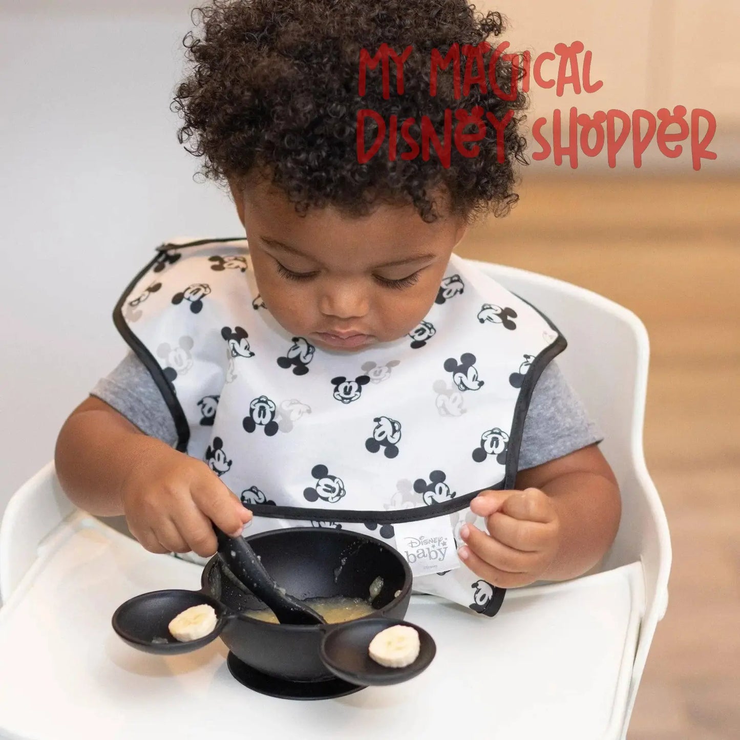 Mickey Mouse Black Silicone First Feeding Set