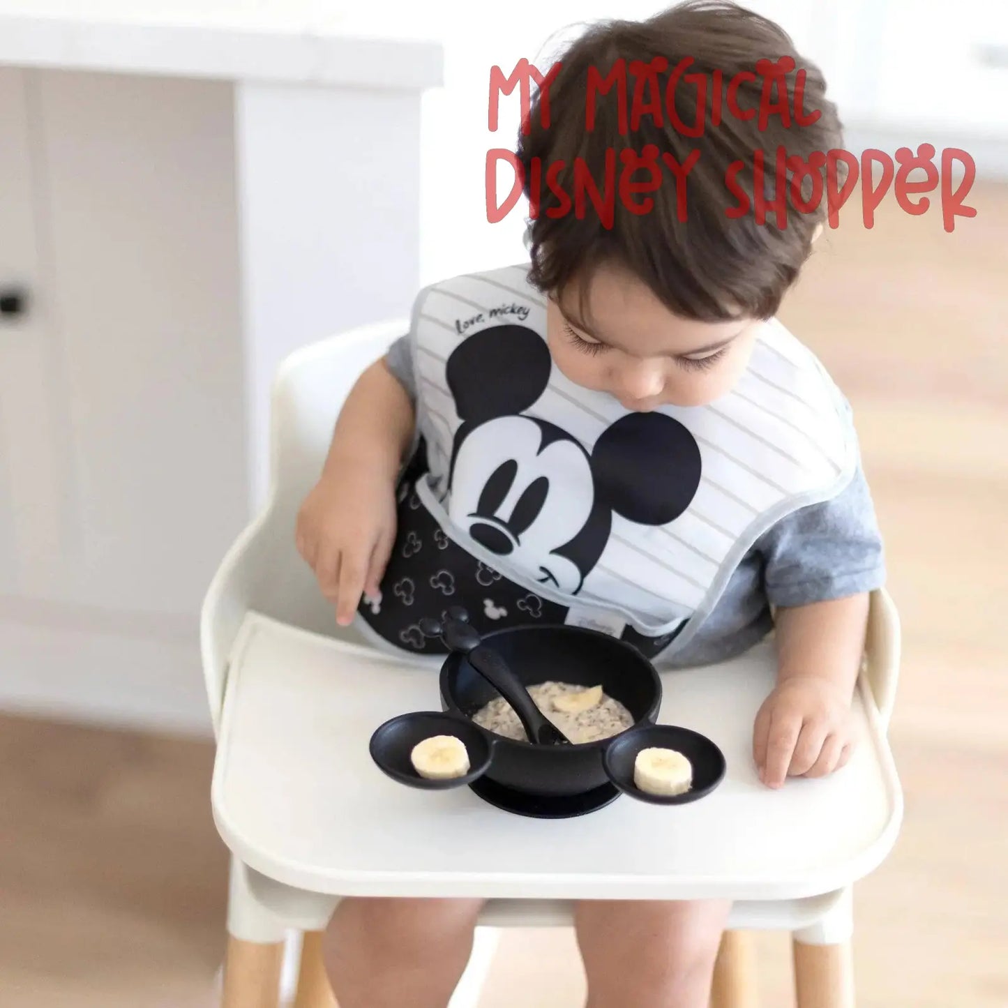 Mickey Mouse Black Silicone First Feeding Set