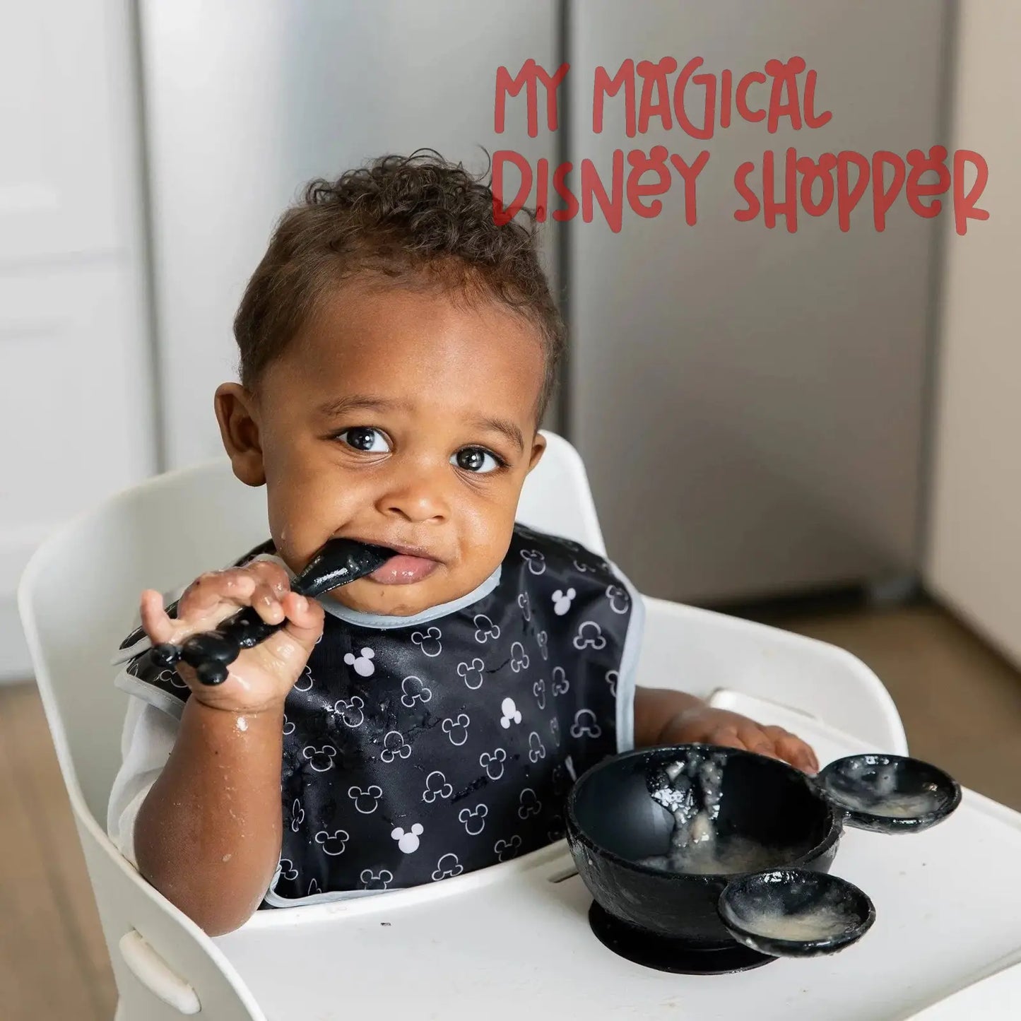 Mickey Mouse Black Silicone First Feeding Set