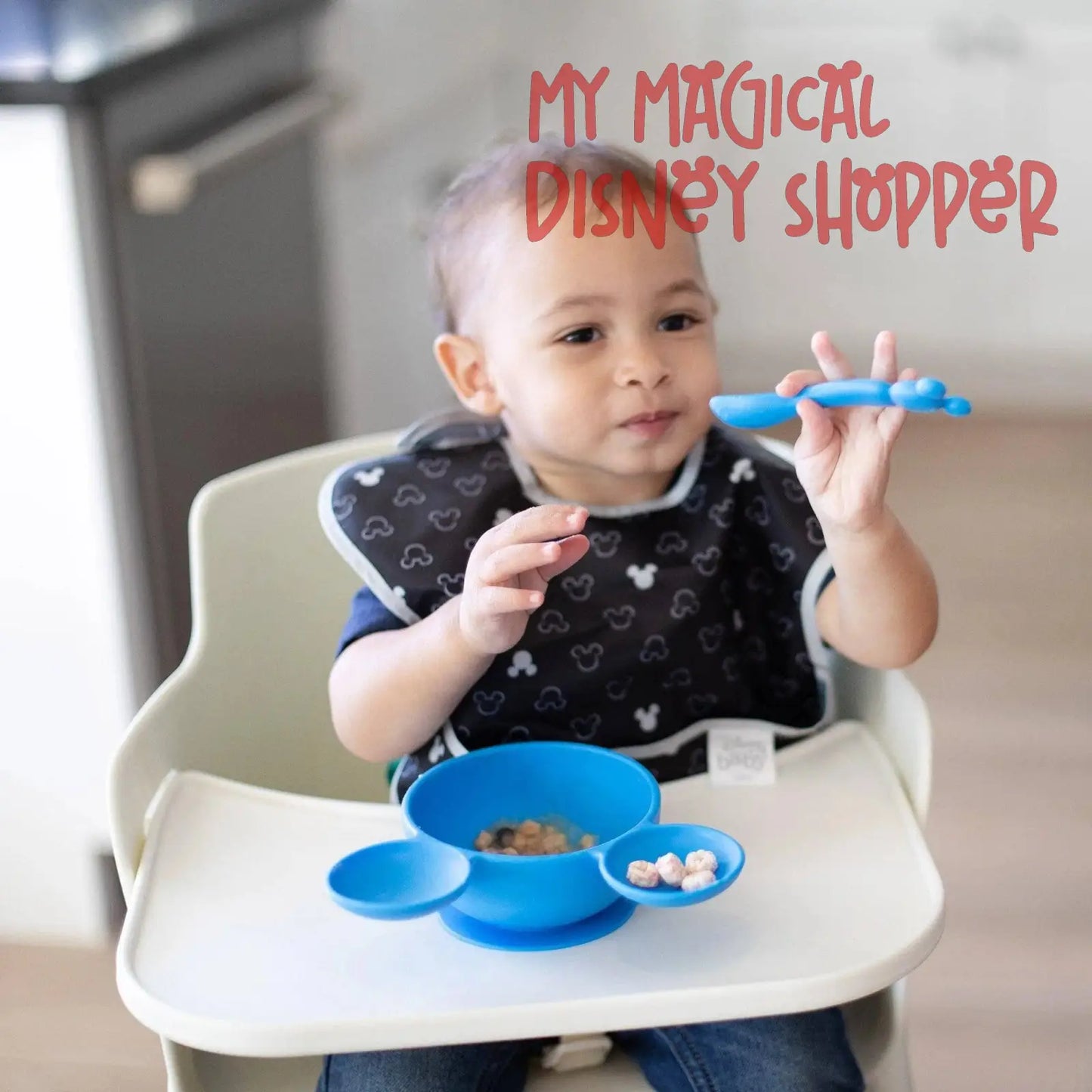 Mickey Mouse Blue Silicone First Feeding Set