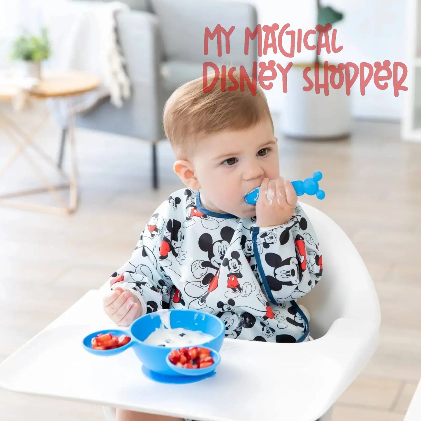 Mickey Mouse Blue Silicone First Feeding Set