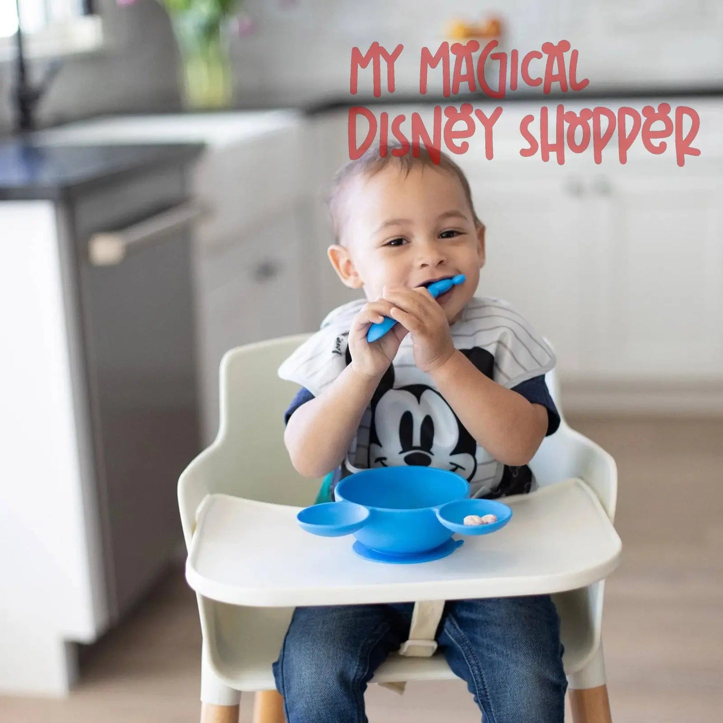 Mickey Mouse Blue Silicone First Feeding Set