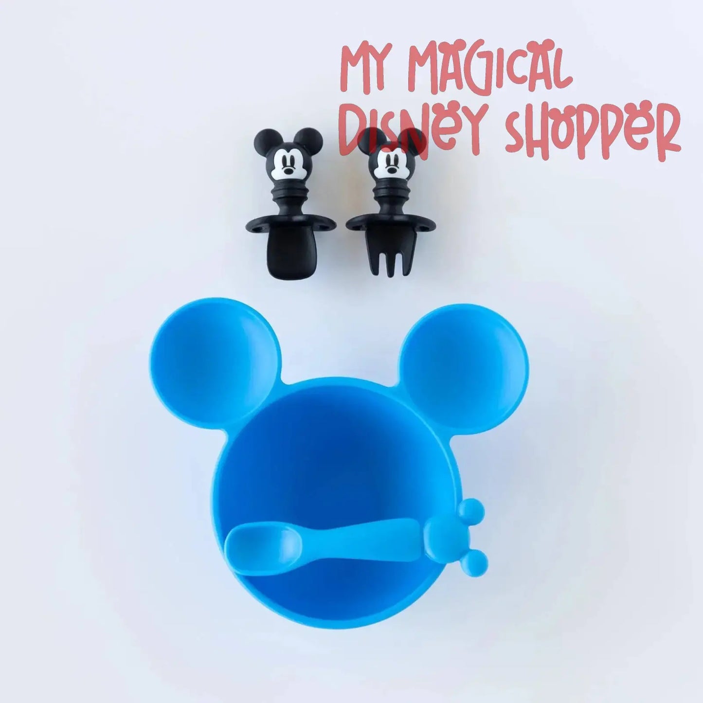 Mickey Mouse Blue Silicone First Feeding Set