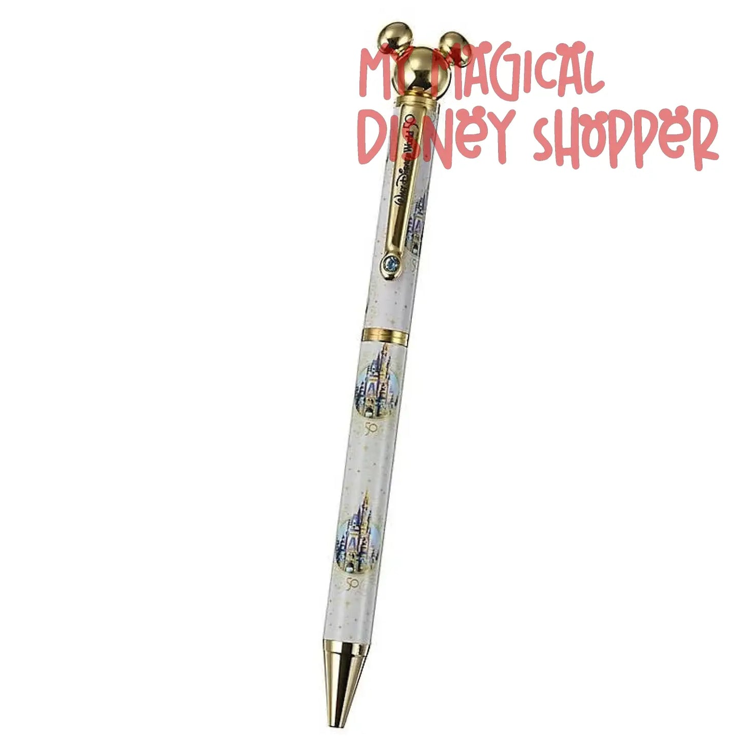 Mickey Mouse Gold Cinderella Castle Deluxe Pen – Walt Disney World 50th Anniversary