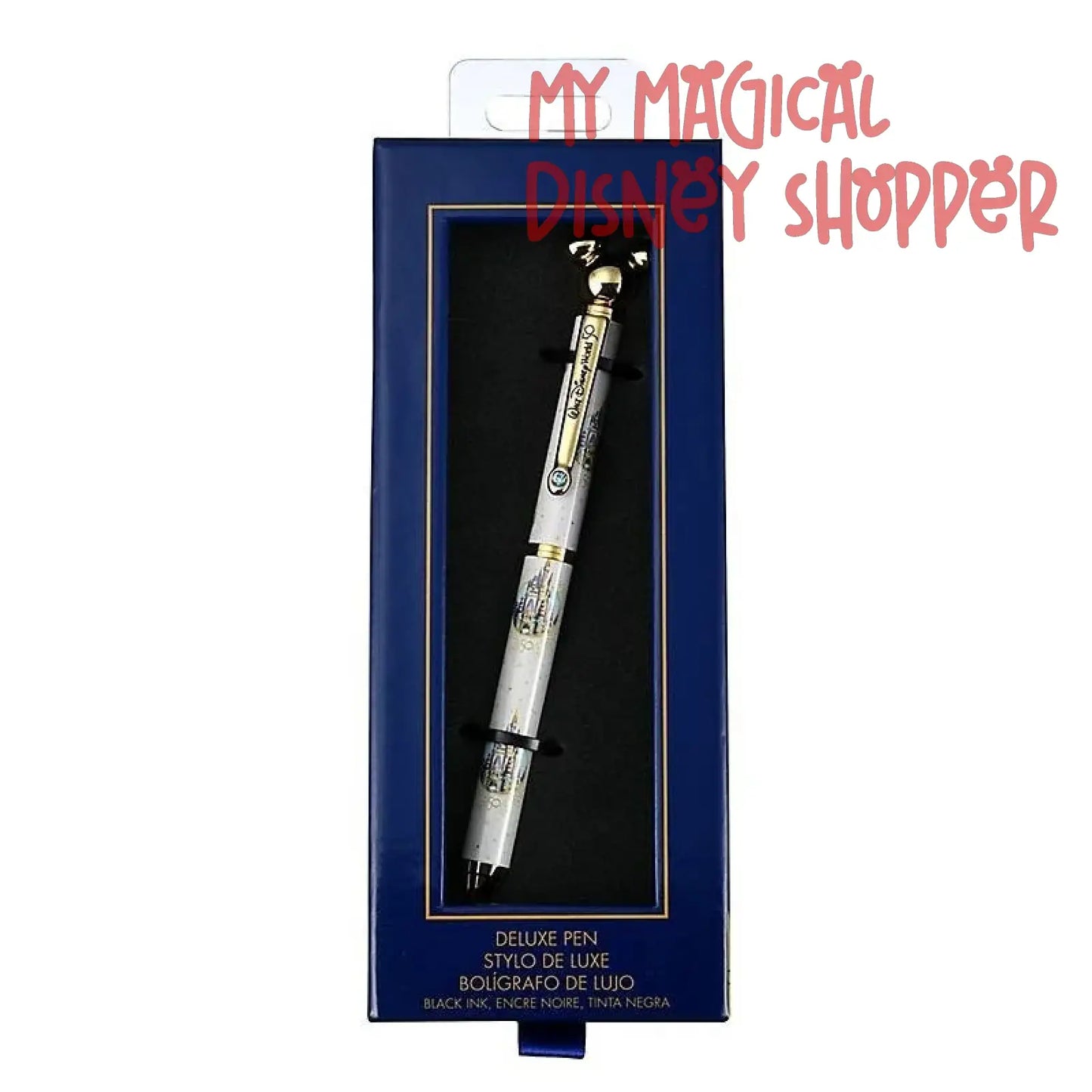 Mickey Mouse Gold Cinderella Castle Deluxe Pen – Walt Disney World 50th Anniversary