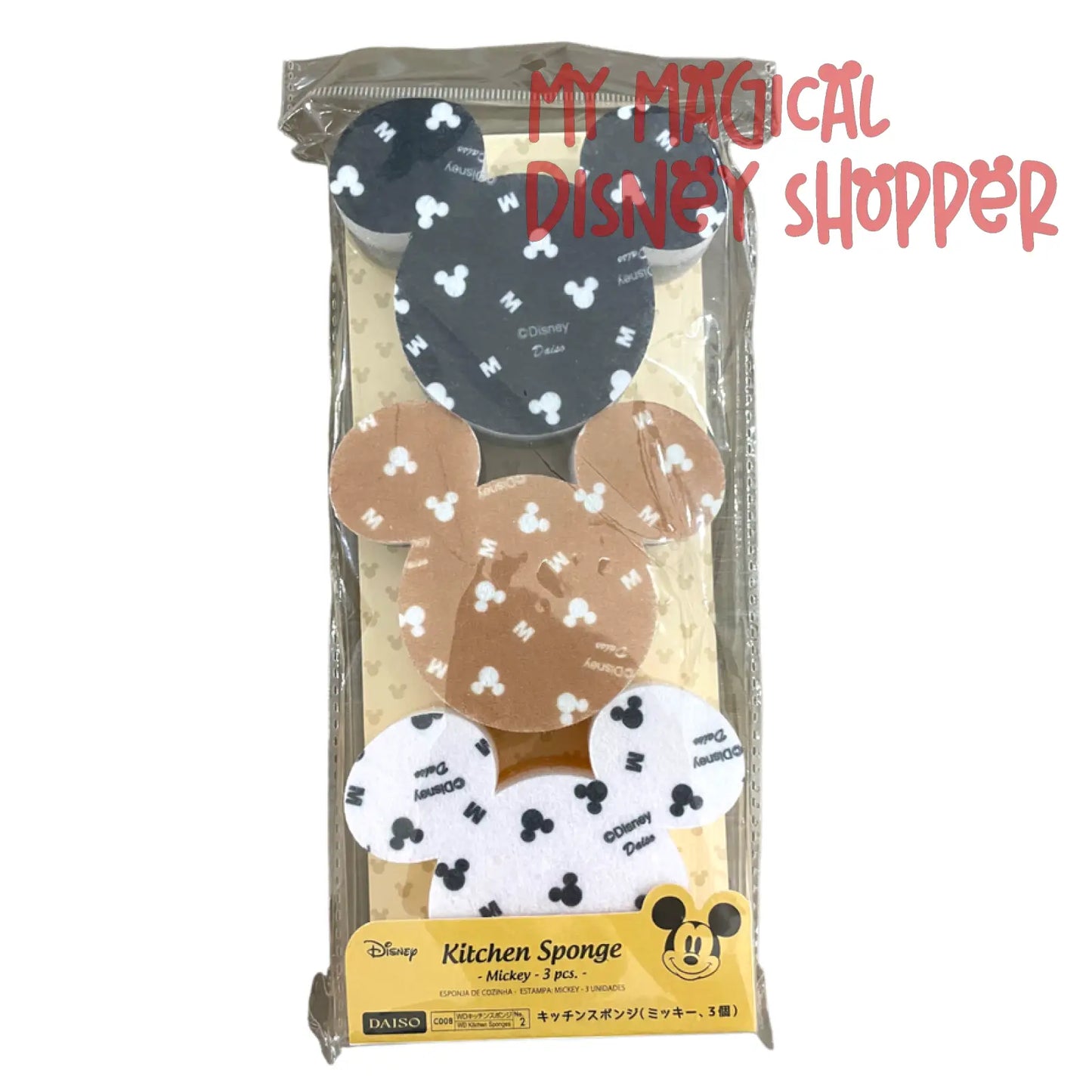 Mickey Mouse Head Kitchen Scrubber Sponge Set - 3 Pack