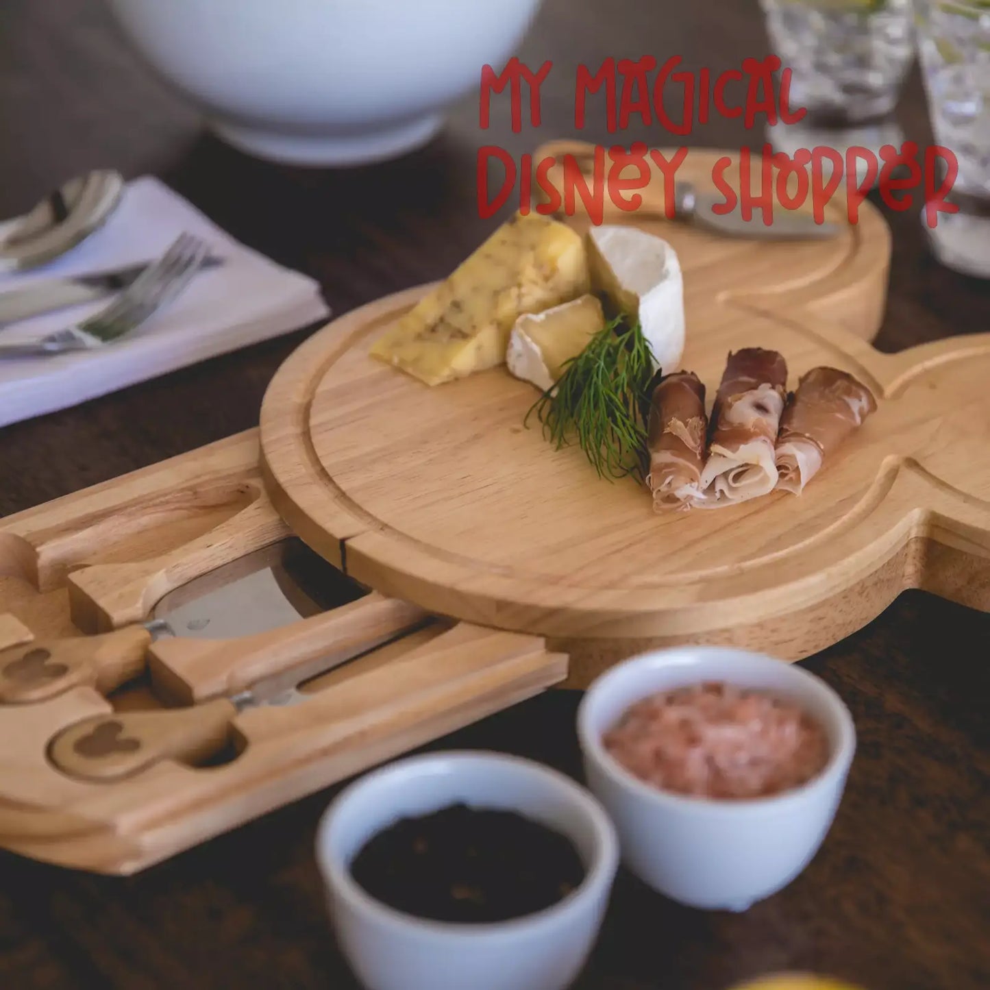 Mickey Mouse Head Shaped Cheese Board with Tools