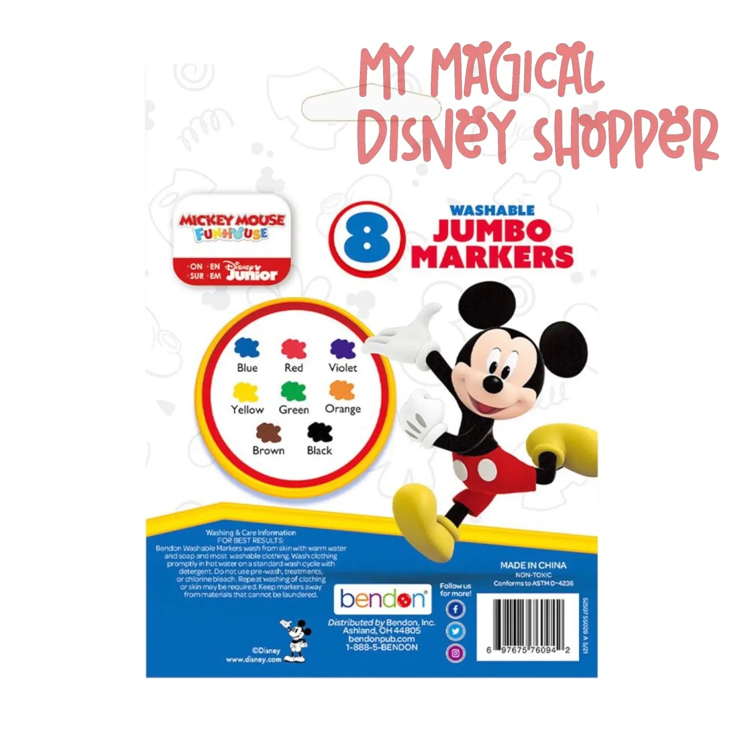 Mickey Mouse Jumbo Markers, 8 Count