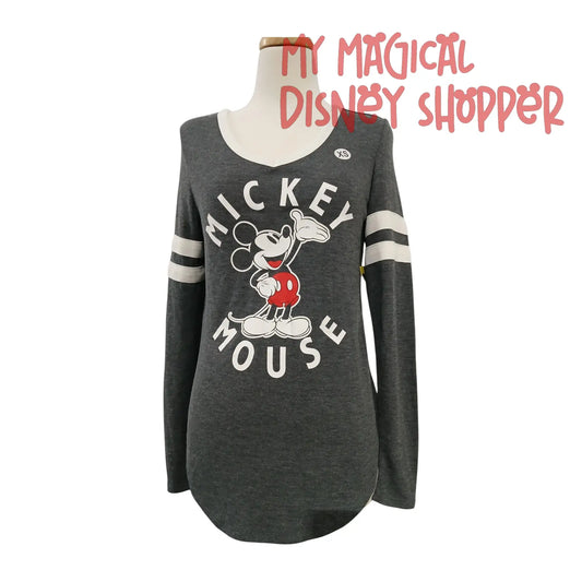 Mickey Mouse Long Sleeve Grey Raglan Shirt
