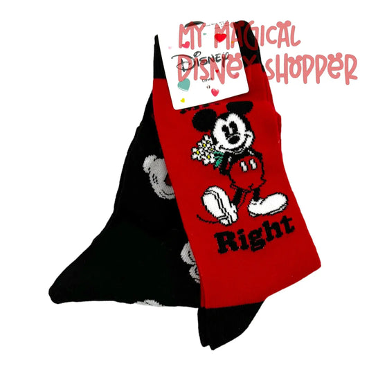Mickey Mouse Mr.Right Valentines Crew Socks 2 Pack