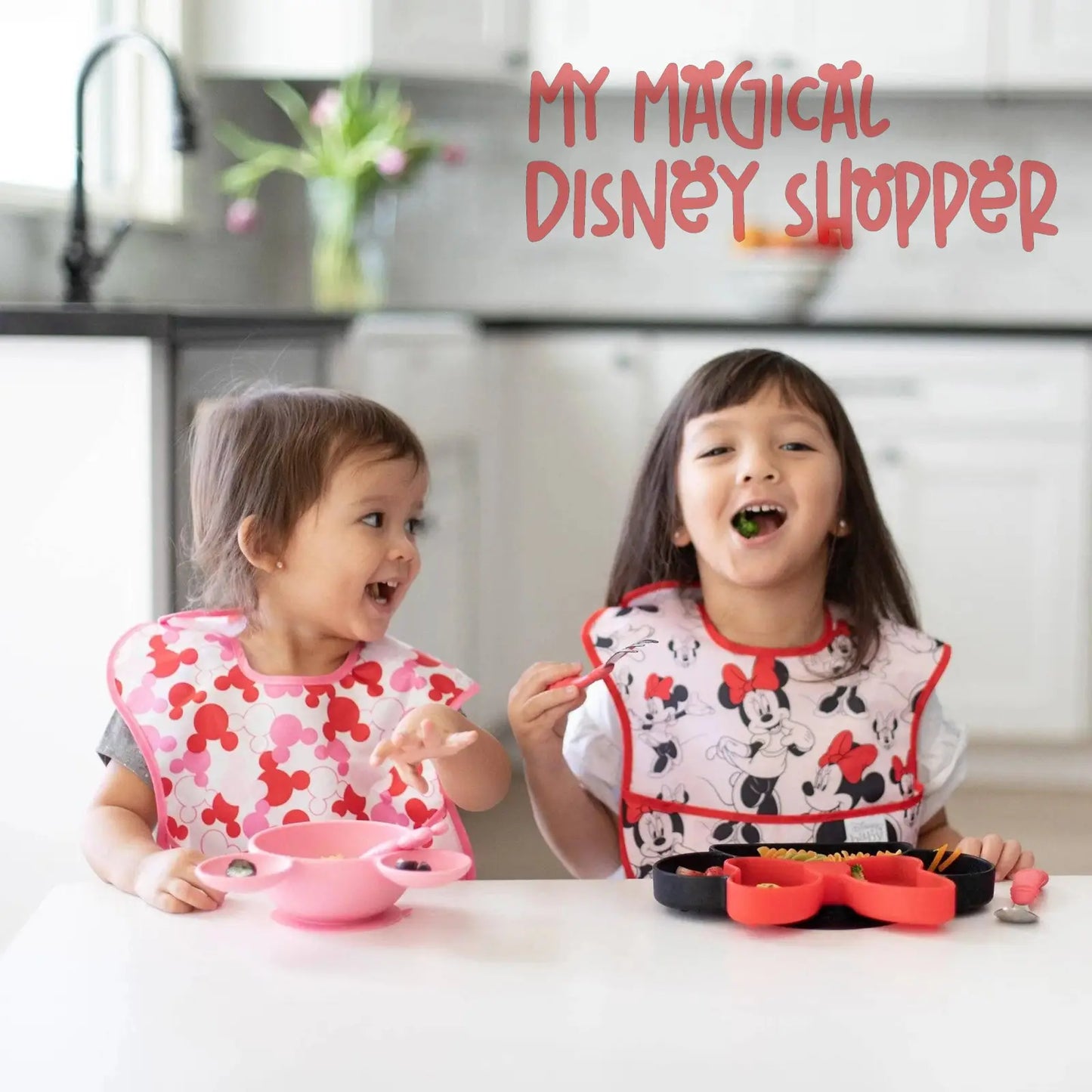 Mickey Mouse Pink Silicone First Feeding Set