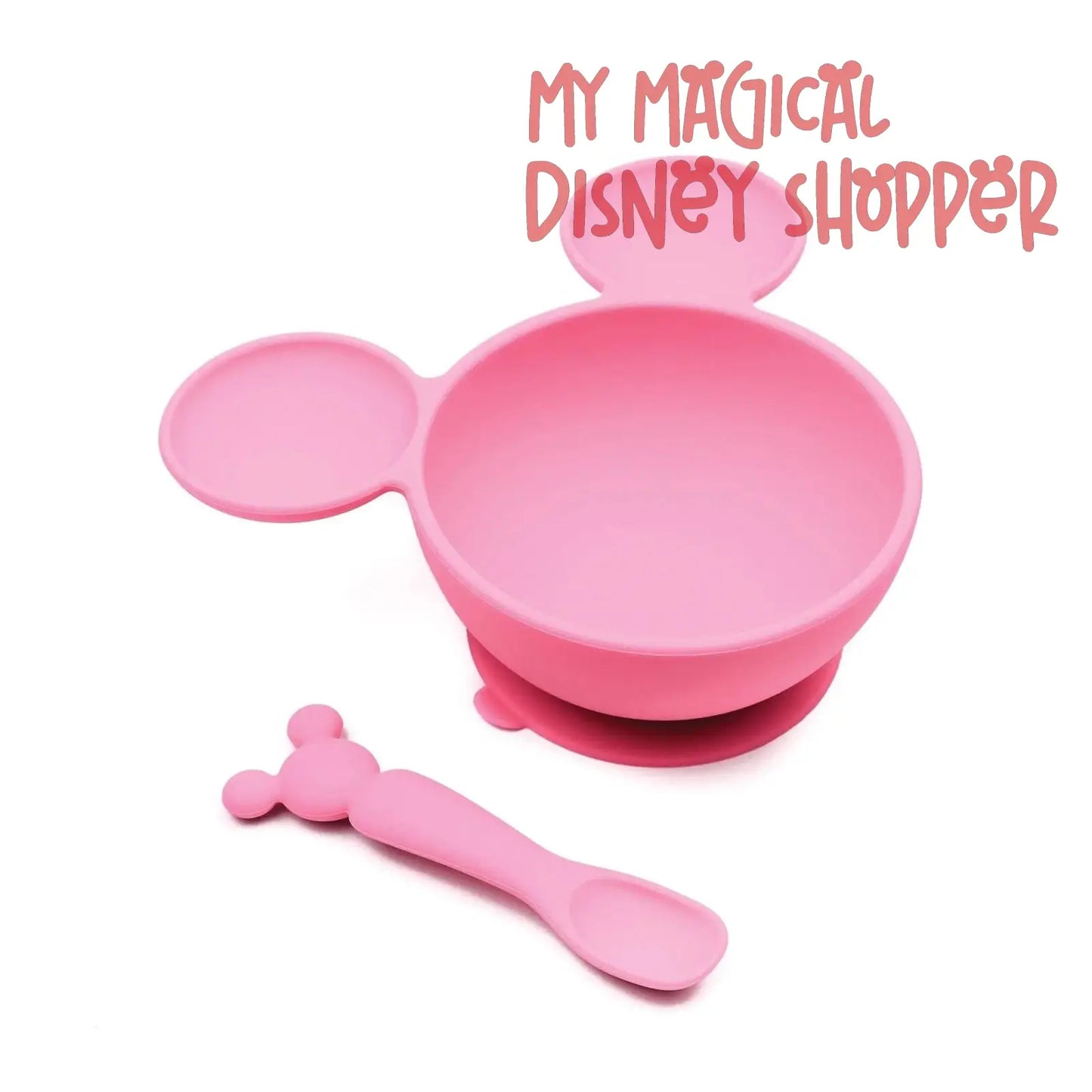 Mickey Mouse Pink Silicone First Feeding Set
