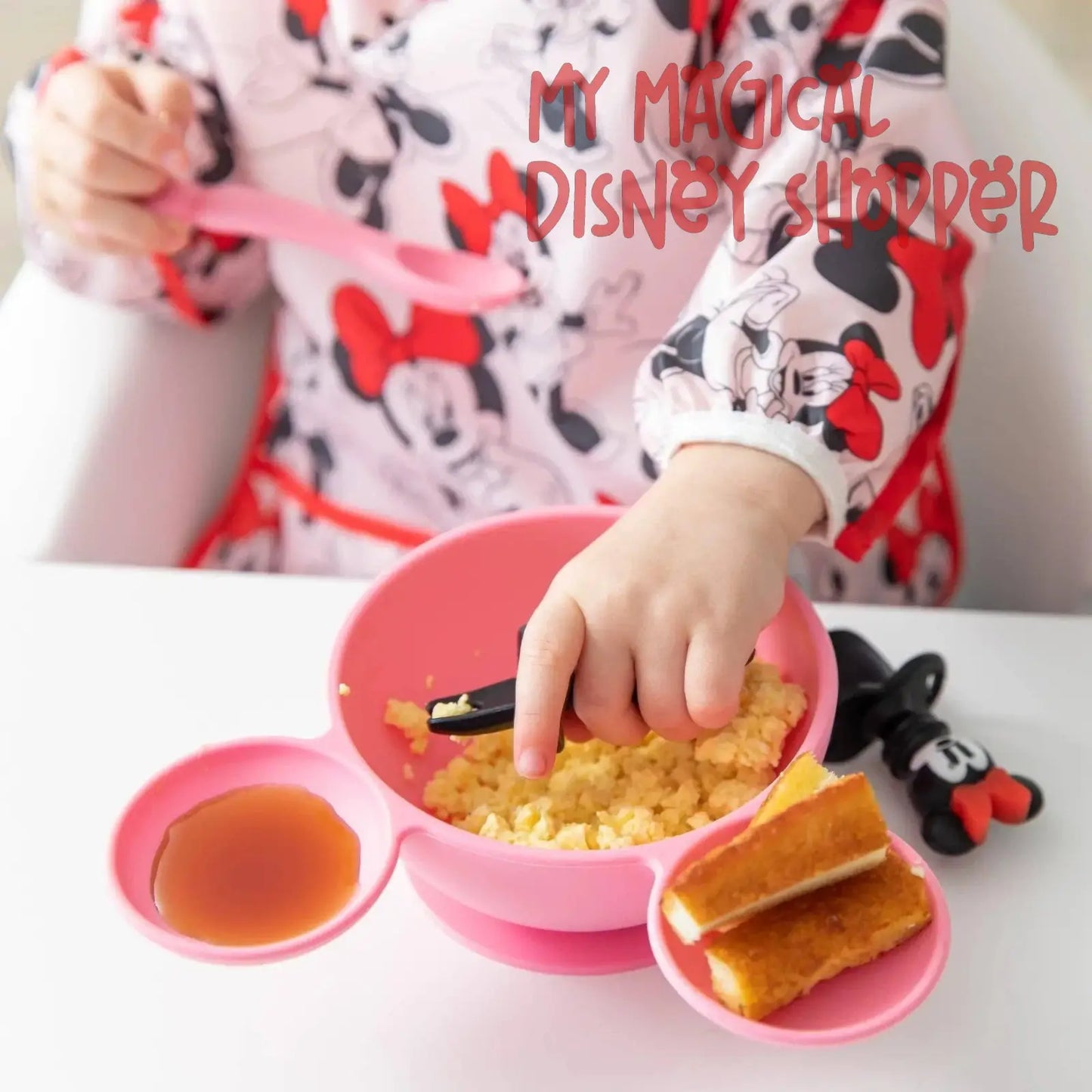 Mickey Mouse Pink Silicone First Feeding Set