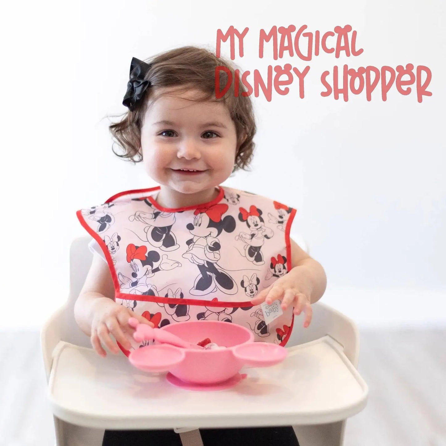 Mickey Mouse Pink Silicone First Feeding Set