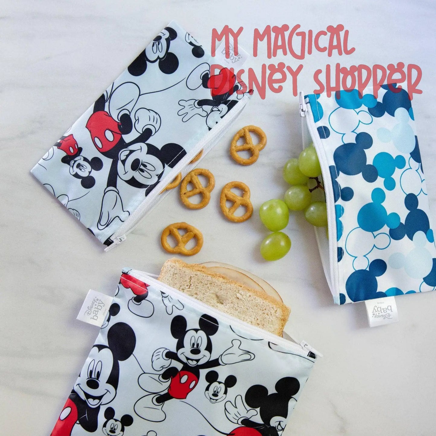 Mickey Mouse Reusable Snack Bag, Small 2-Pack