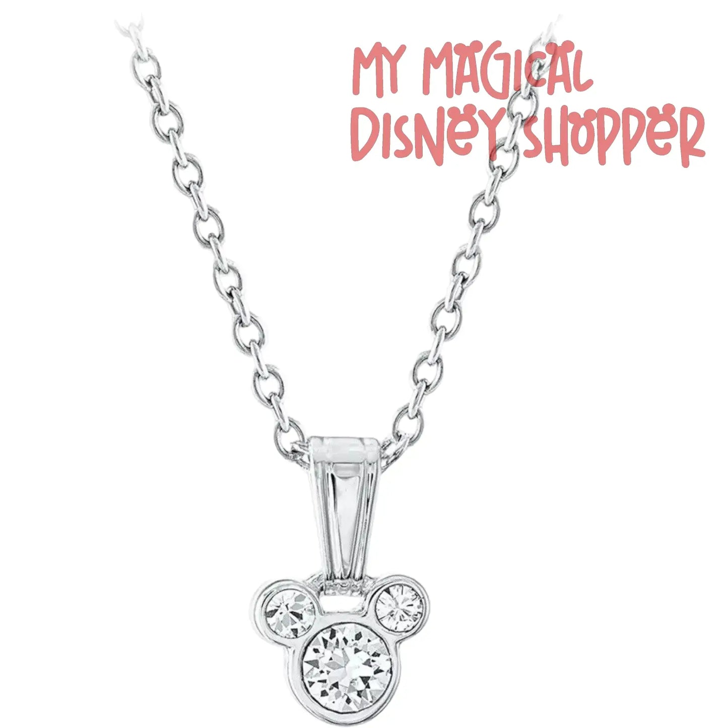 Mickey Mouse Swarovski Crystal Silver Necklace