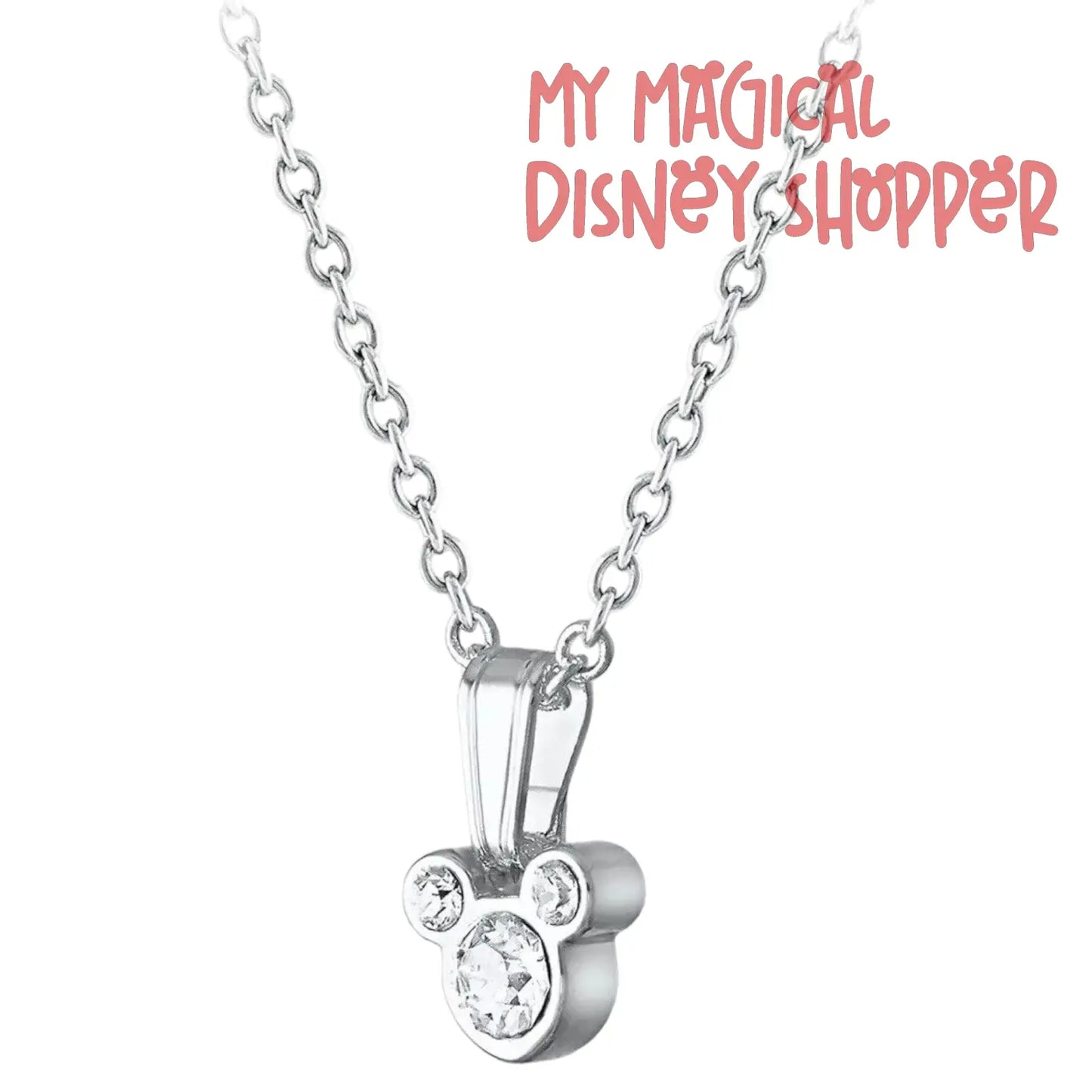 Mickey Mouse Swarovski Crystal Silver Necklace