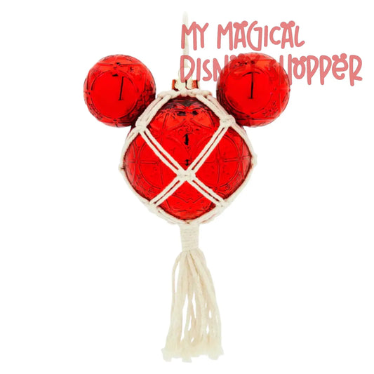 Mickey Mouse Tile & Macrame Glass Ball Ornament