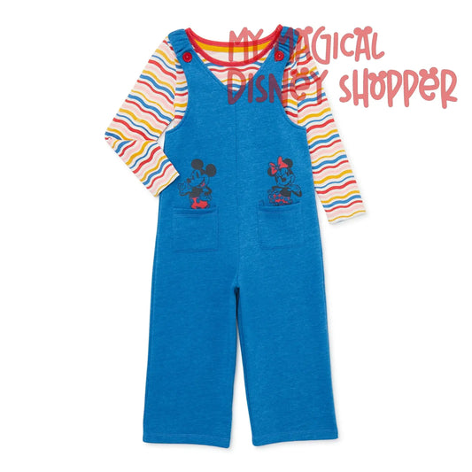 Minnie Mouse Baby and Toddler Girls Long Sleeve Tee and Romper, 2 Piece Outfit Set - Size 3T or 18 Month