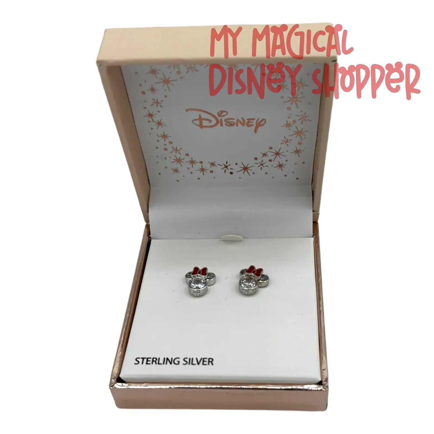 Minnie Mouse Bow CZ Rhodium Plated & Sterling Silver Stud Earrings