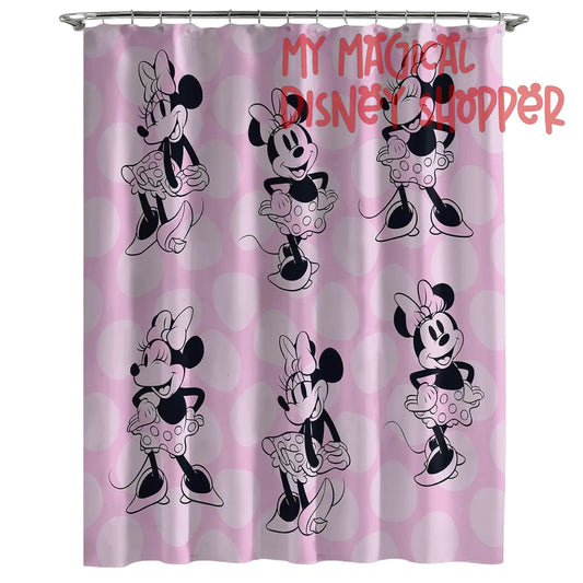 Minnie Mouse Fabric Shower Curtain - Kids Blush Pink Bathroom Décor