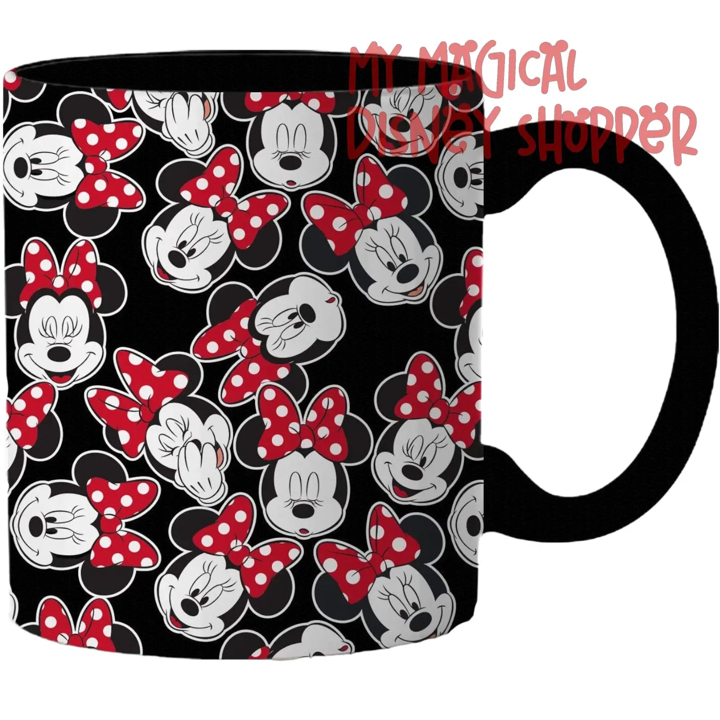 Minnie Mouse Face Pattern Ceramic Mug - 14 oz