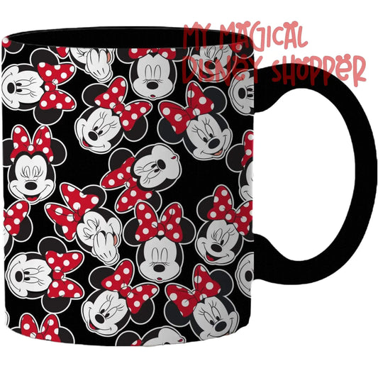 Minnie Mouse Face Pattern Ceramic Mug - 14 oz