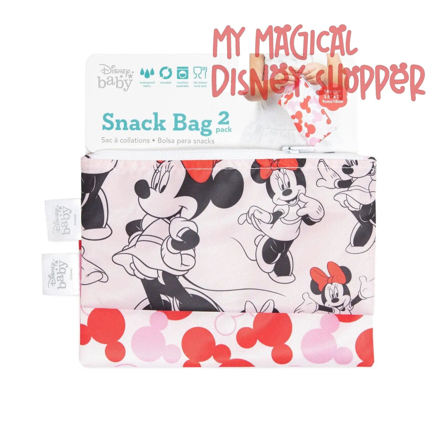 Minnie Mouse Reusable Snack Bag, Small 2-Pack