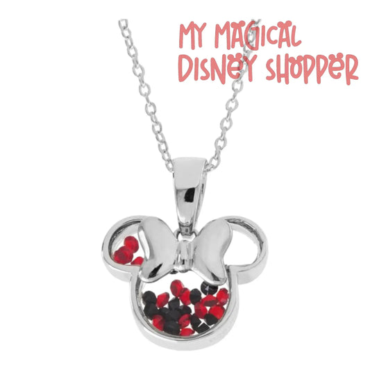 Minnie Mouse Sterling Silver Crystal Head Silhouette Shaker Pendant