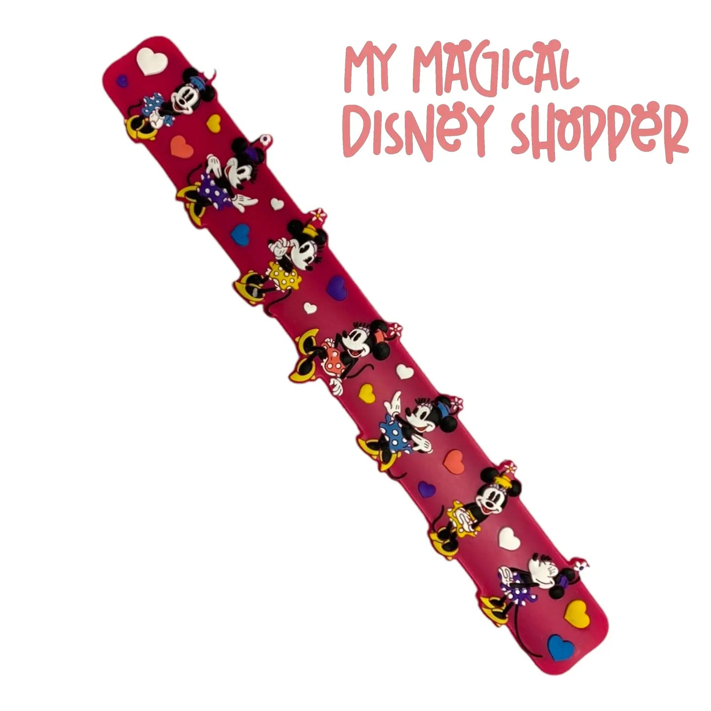 Minnie Mouse with Hearts Disney Slap Bracelet - Pink